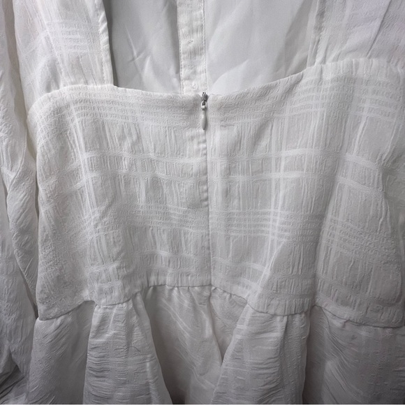 SHEIN | white ruffle minidress long pleasant sleeves & keyhole back; size 6.nwot - Picture 8 of 12